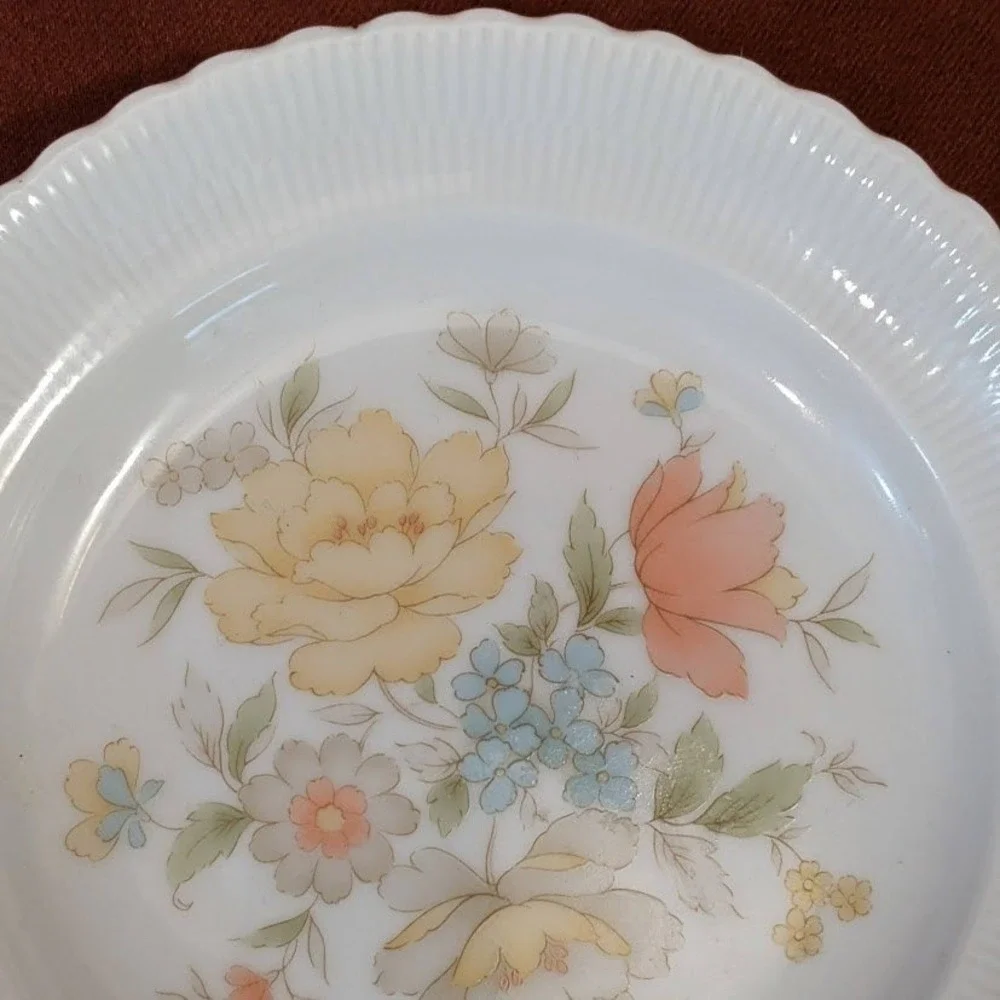 Vintage Ichiyama Toen Japan Floral Porcelain Dessert Plates Set of 6 Ribbed Edge - Picture 5 of 9